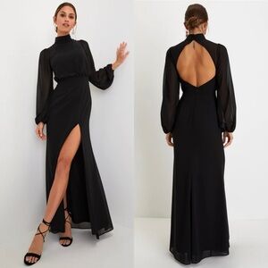 Lulu's Black Long Sleeve Gown